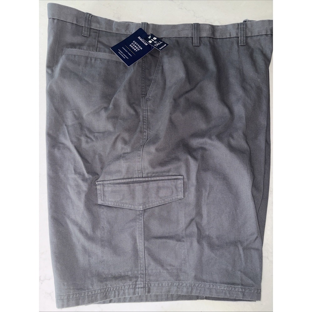 Haggar NWT Men's 50 Expandable Waistband Comfort Cargo Shorts Dark Gray 50W